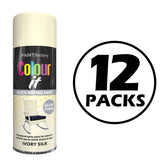12X Paint Factory Ivory Silk Gloss Spray Paint 400ml Spray Paint